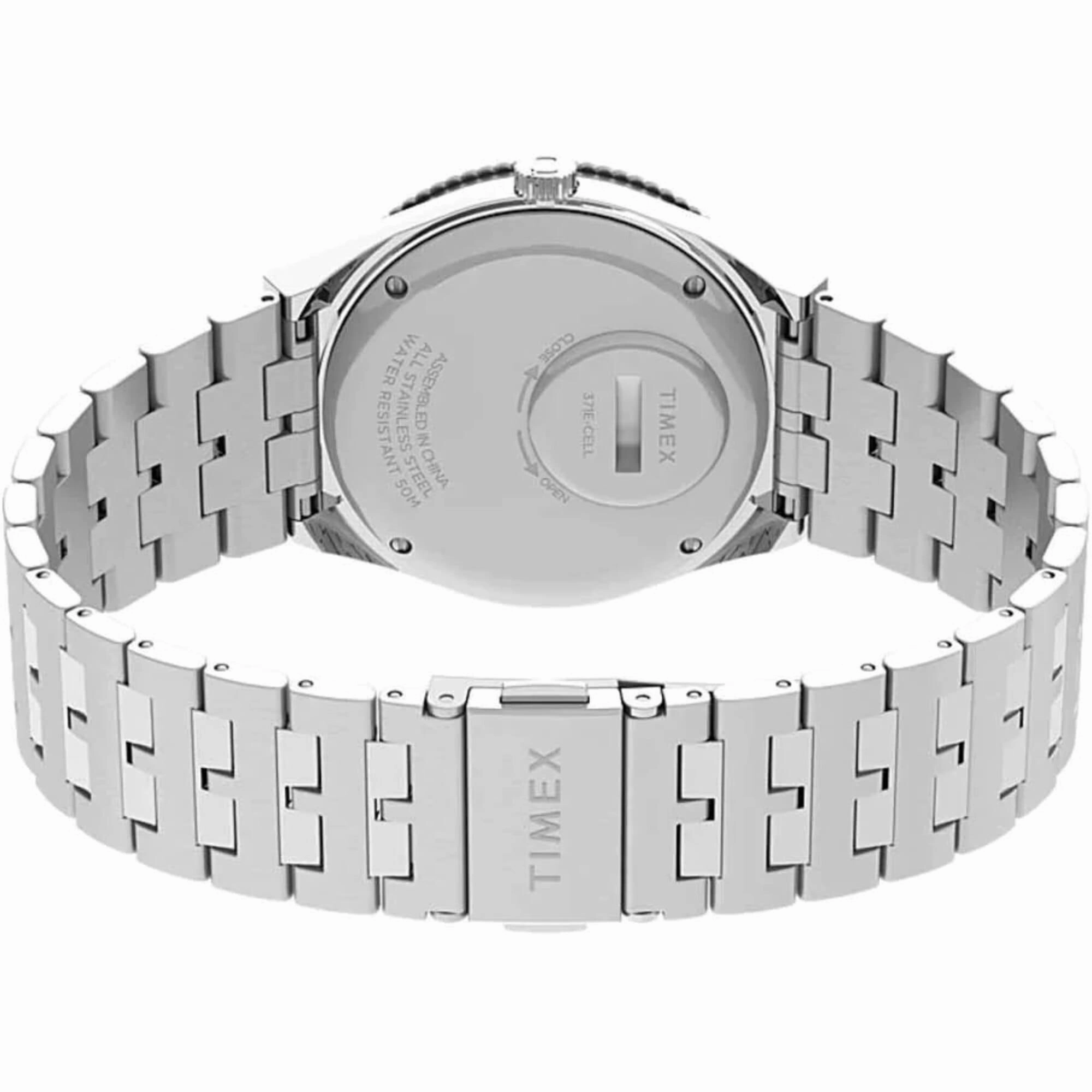 Timex Men's Watch - Q Quartz Date Black Dial Silver Tone Steel Bracelet TW2V38100