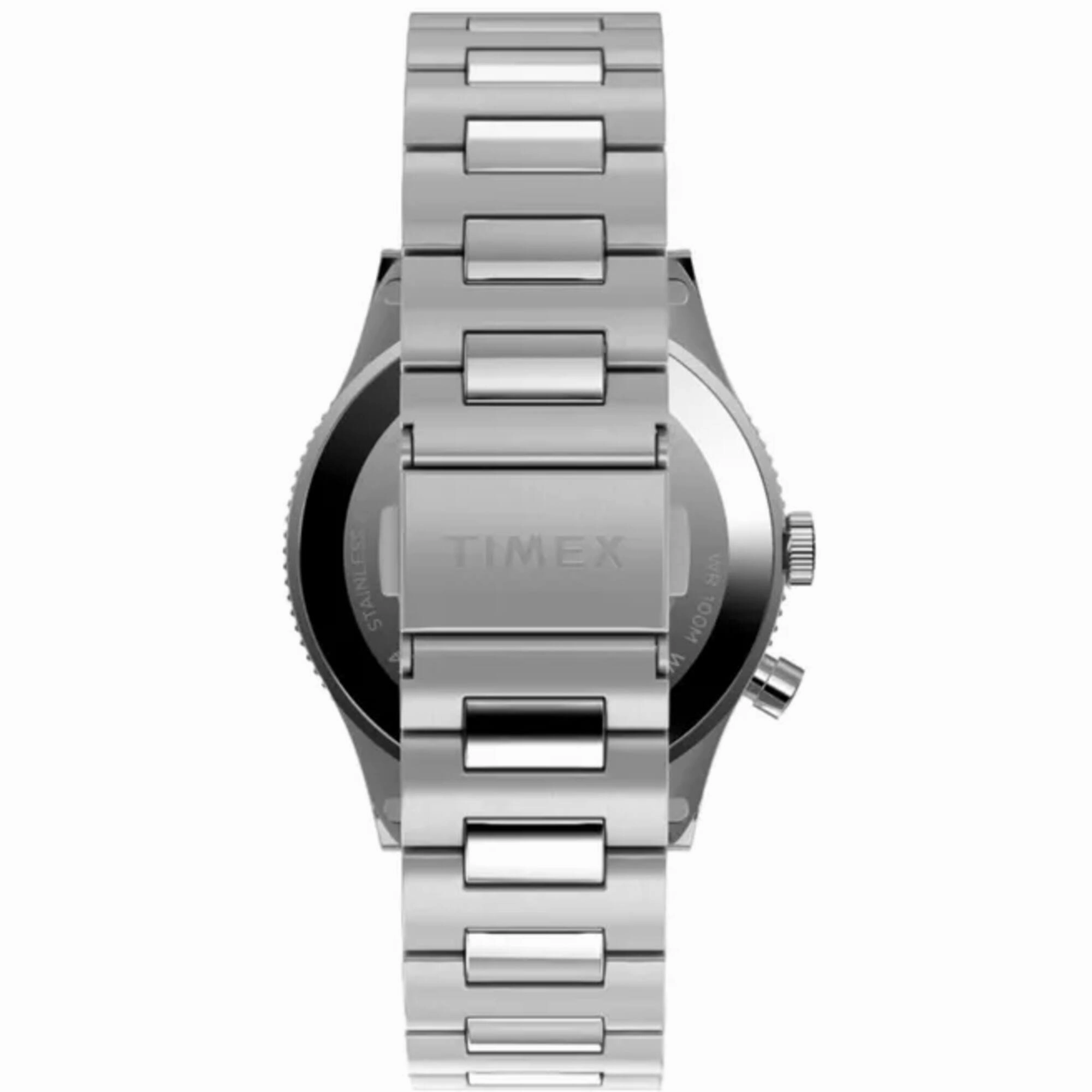 Timex Men's Watch - Waterbury Quartz GMT Black Dial Silver Tone Bracelet | TW2W22700VQ