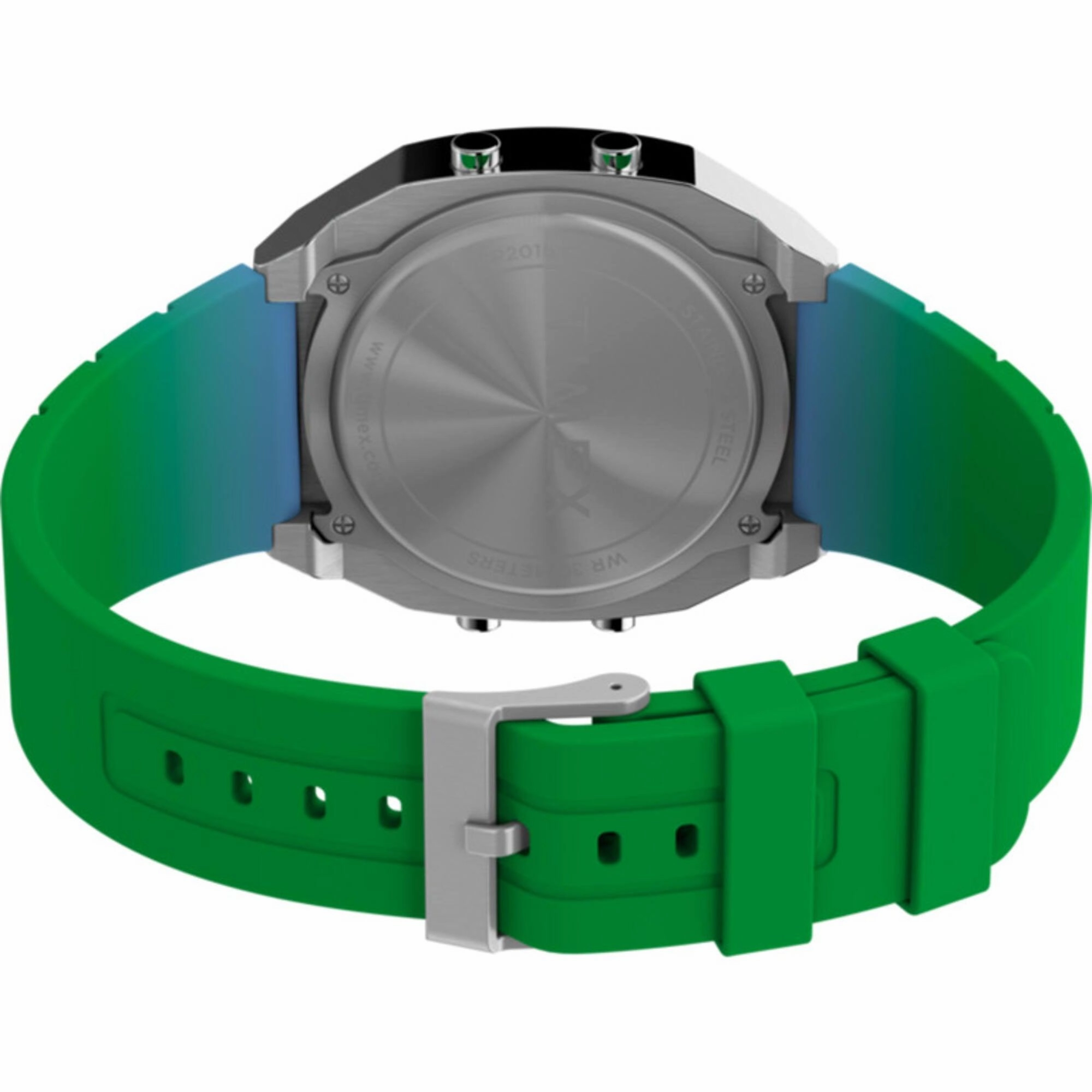 Timex Women's Digital Watch - T80 Blue and Green Resin Strap Alarm | TW2V74500YB