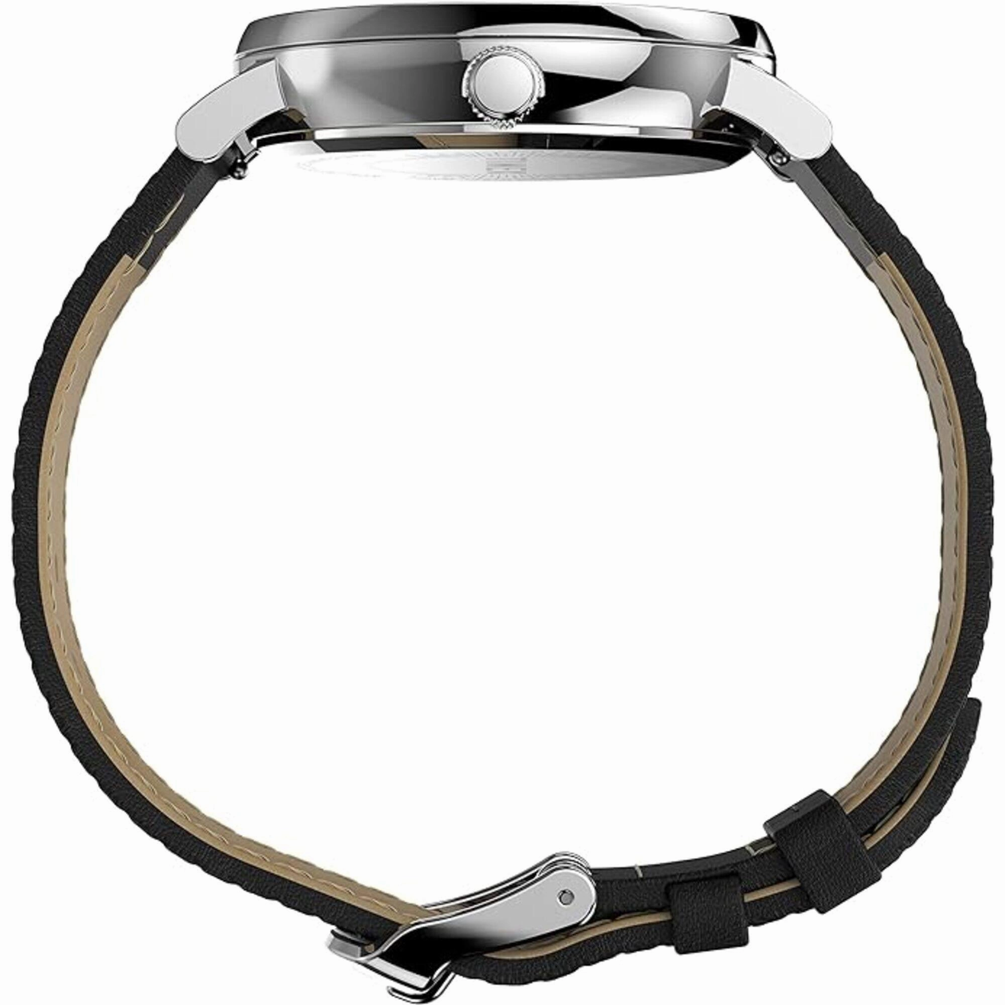 Timex Women's Watch - Fairfield Quartz White Dial Black Leather Strap | TW2U96100VQ