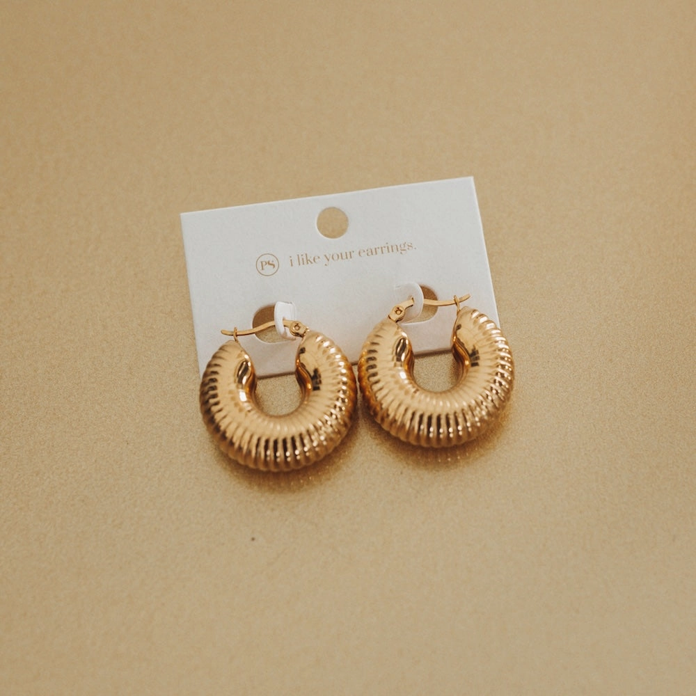 True Love Textured Hoop Earrings - WATERPROOF