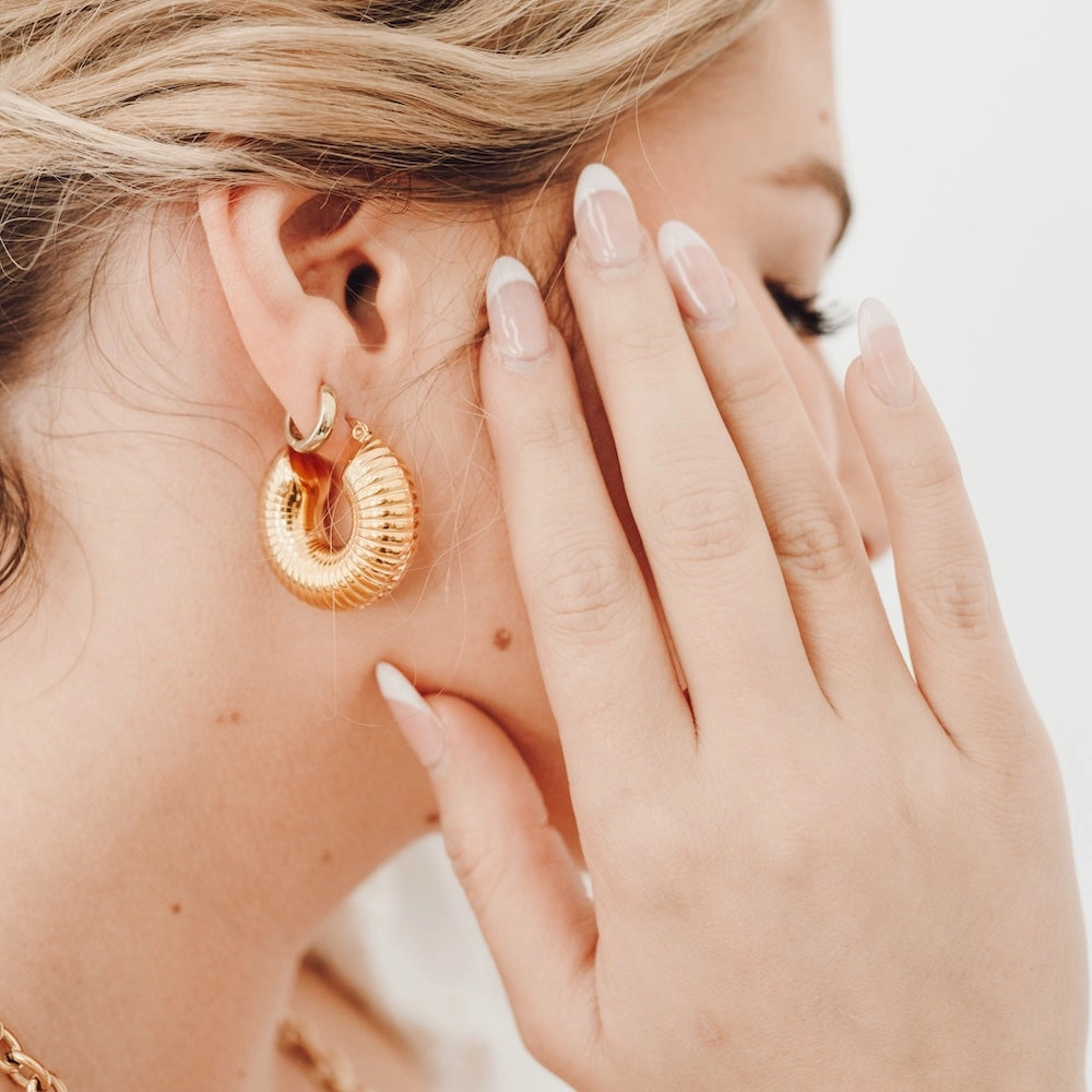 True Love Textured Hoop Earrings - WATERPROOF
