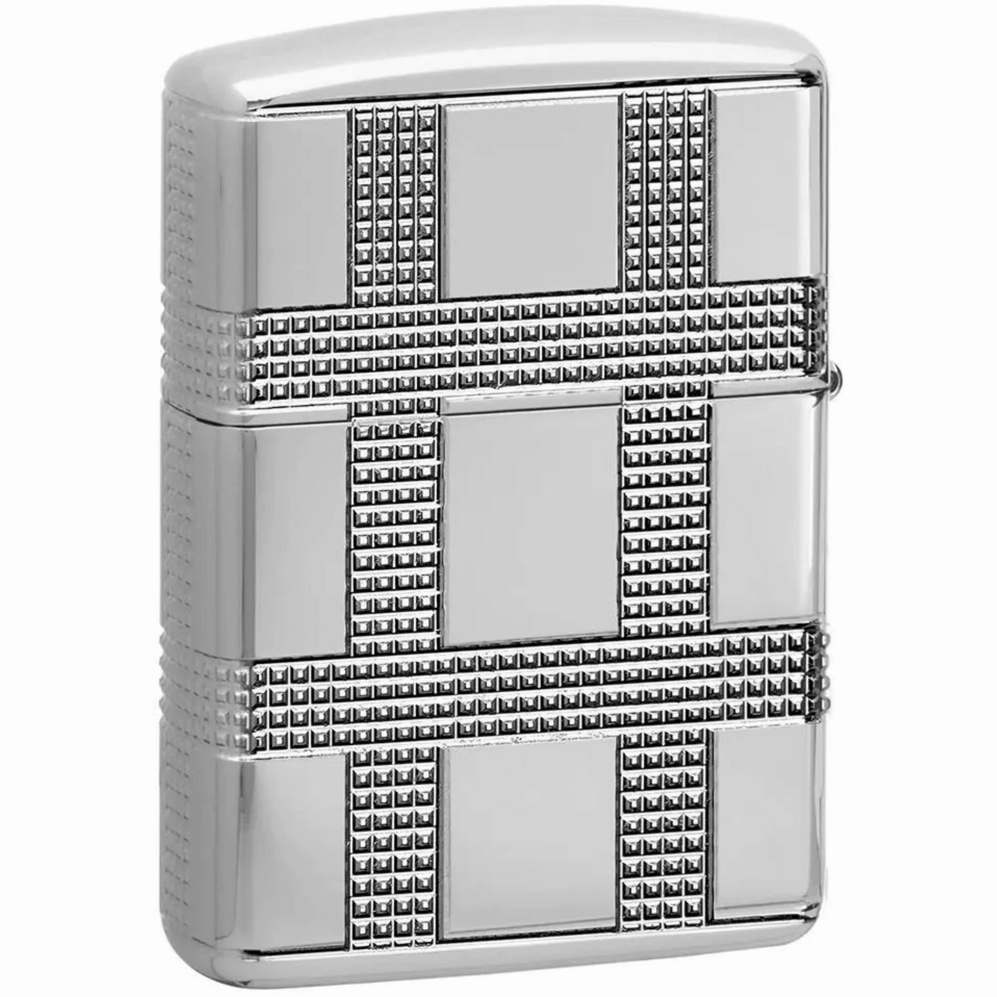 Zippo Pocket Lighter - Geometric Design Metal High Polished Chrome Finish | 49079