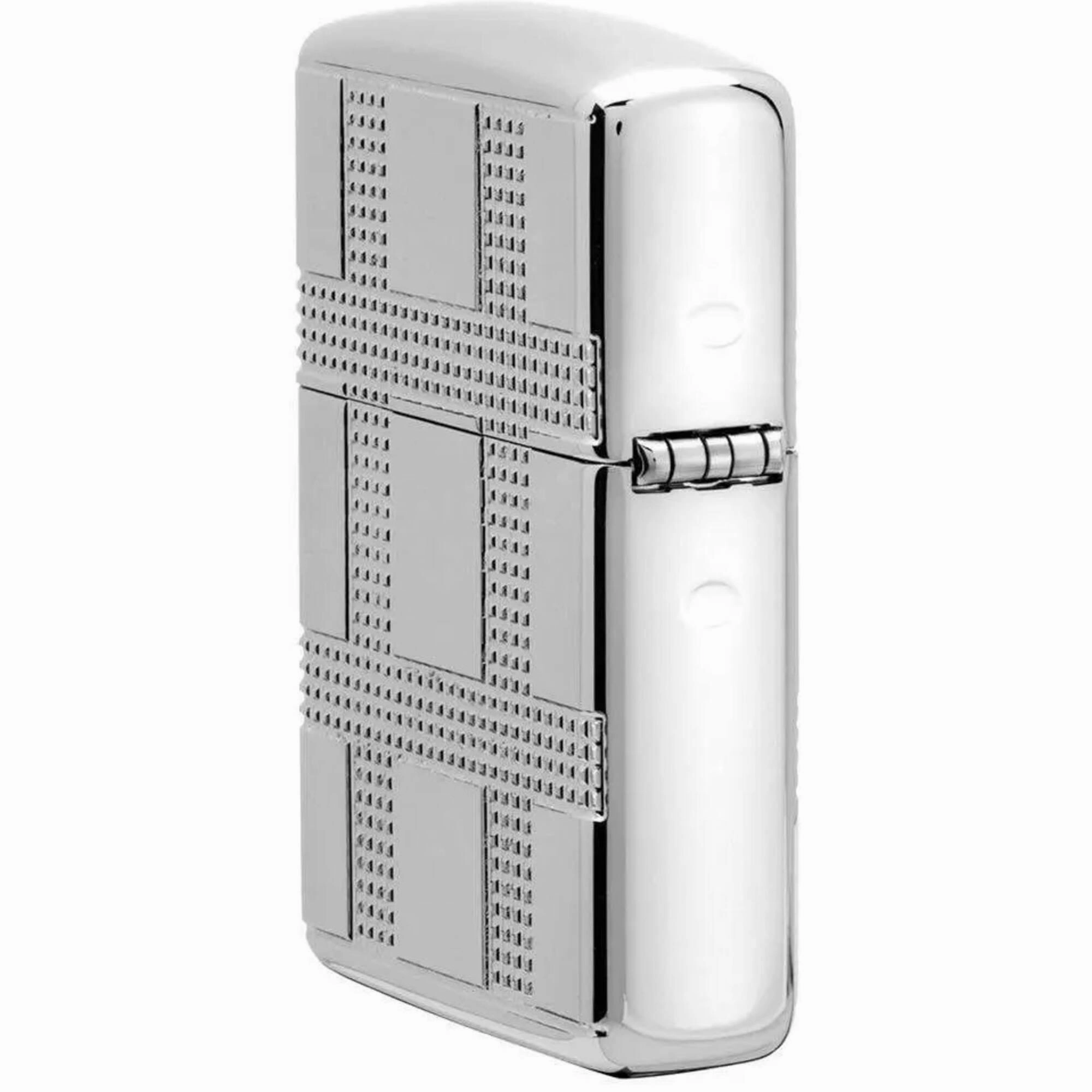 Zippo Pocket Lighter - Geometric Design Metal High Polished Chrome Finish | 49079