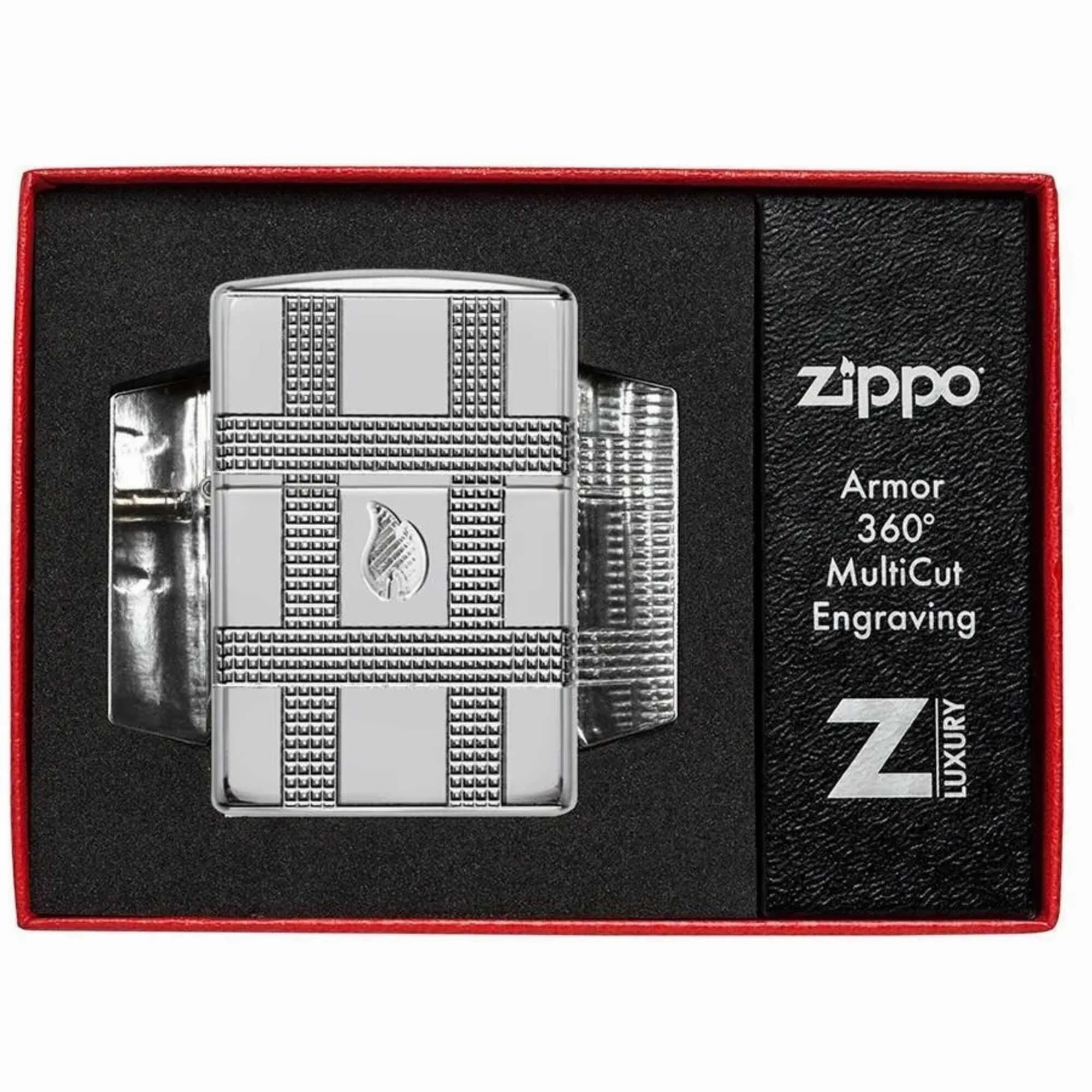 Zippo Pocket Lighter - Geometric Design Metal High Polished Chrome Finish | 49079